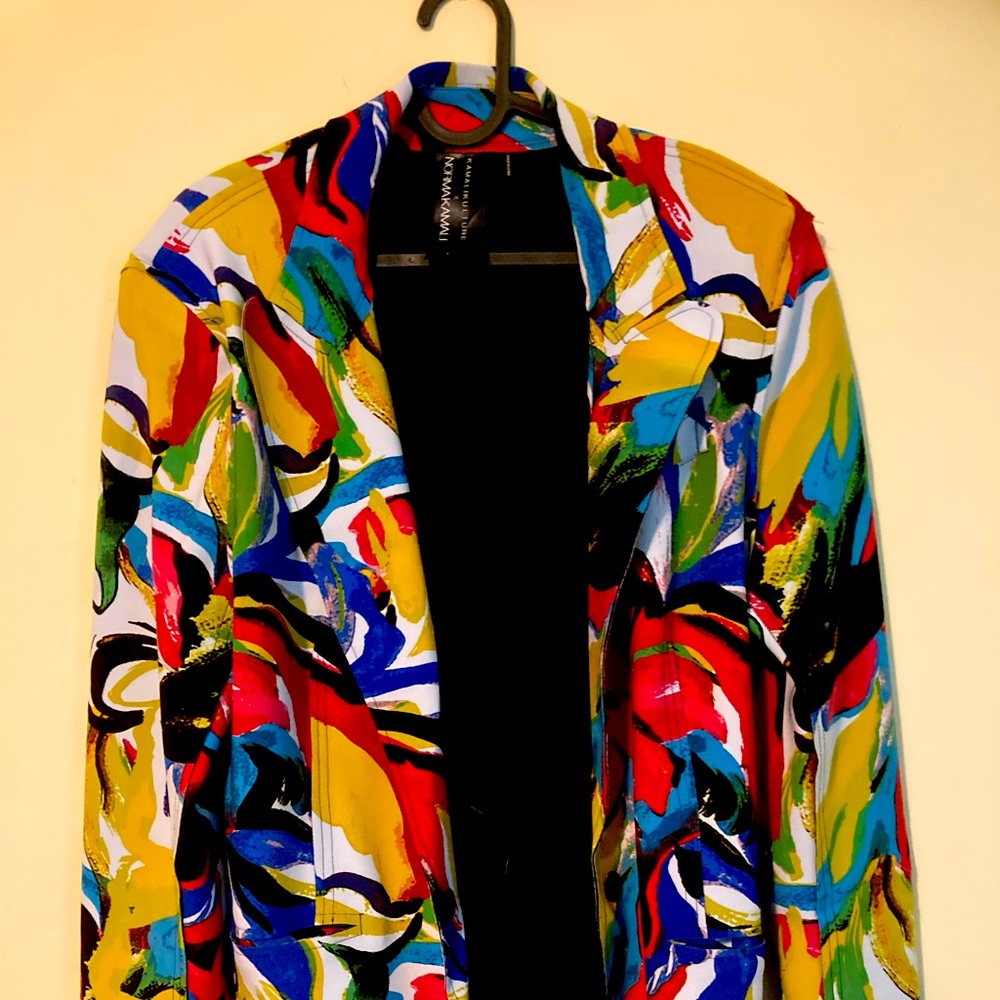 Norma Kamali large single breasted bonded jersey jacket